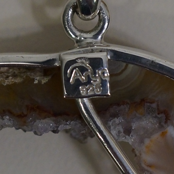 Sterling Silver (.925) Genuine Stone Large Pendant
